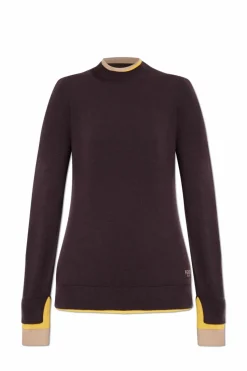 Fendi FIOLETOWY Sweter z potrójnymi ściągaczami