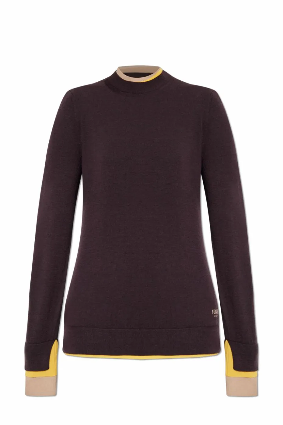 Fendi FIOLETOWY Sweter z potrójnymi ściągaczami