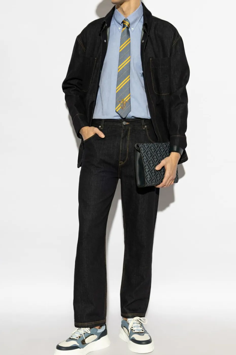 Fendi GRANATOWY Jeansy z logo