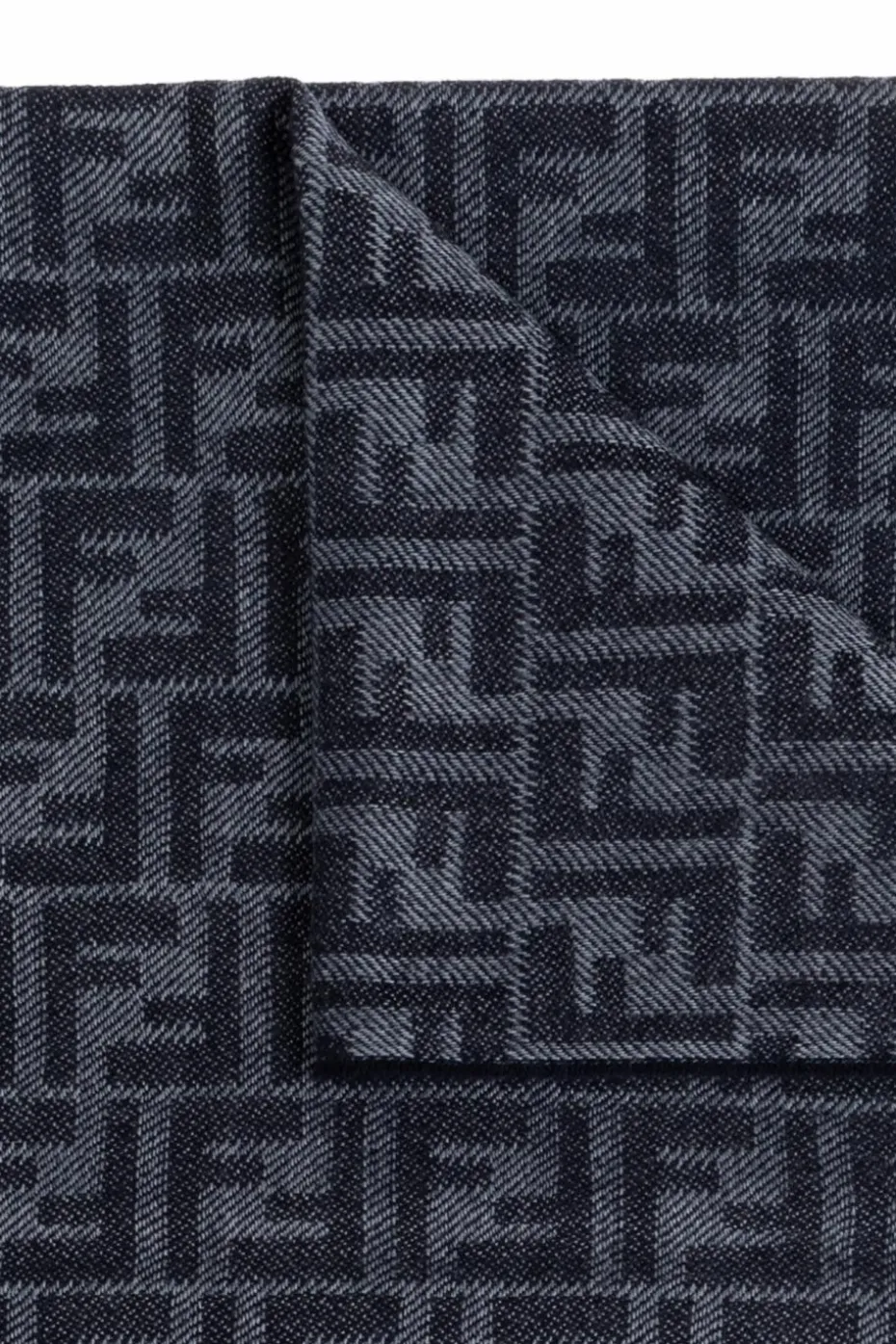 Fendi GRANATOWY Szal z monogramem