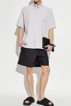 Fendi GRANATOWY Szorty z logo