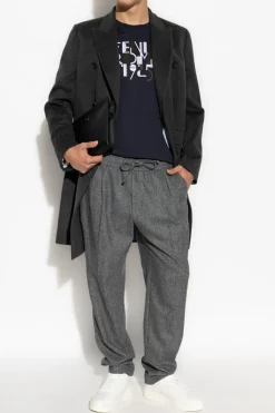Fendi GRANATOWY T-shirt z logo