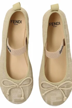 Fendi Kids beżowy Baleriny z elastycznym paskiem