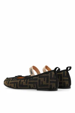Fendi Kids beżowy Baleriny z monogramem