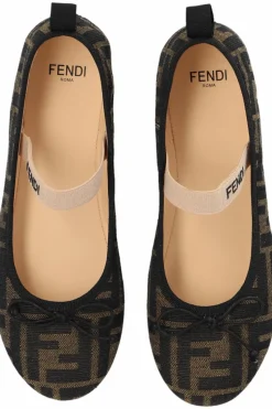 Fendi Kids beżowy Baleriny z monogramem