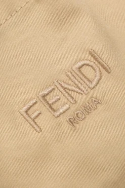 Fendi Kids beżowy Bawełniane spodnie z kieszeniami