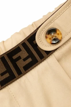 Fendi Kids beżowy Bawełniane spodnie z kieszeniami