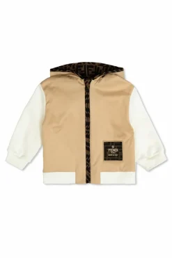 Fendi Kids beżowy Bawełniana bluza z kapturem