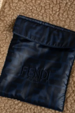 Fendi Kids beżowy Futrzana kurtka z kieszenią