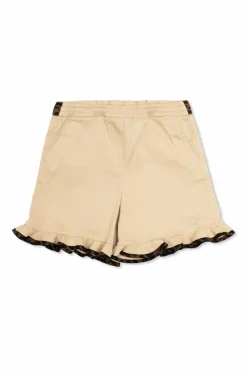 Fendi Kids beżowy Szorty z falbaną