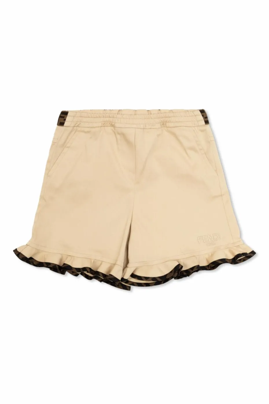 Fendi Kids beżowy Szorty z falbaną