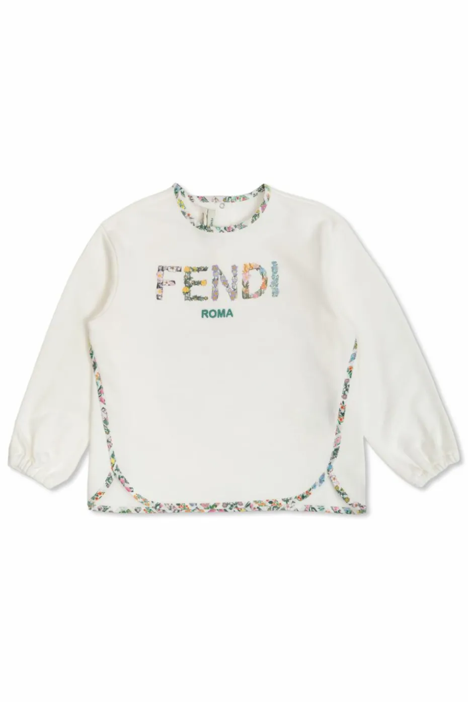 Fendi Kids BIAŁY Bluza z logo i motywem kwiatowym