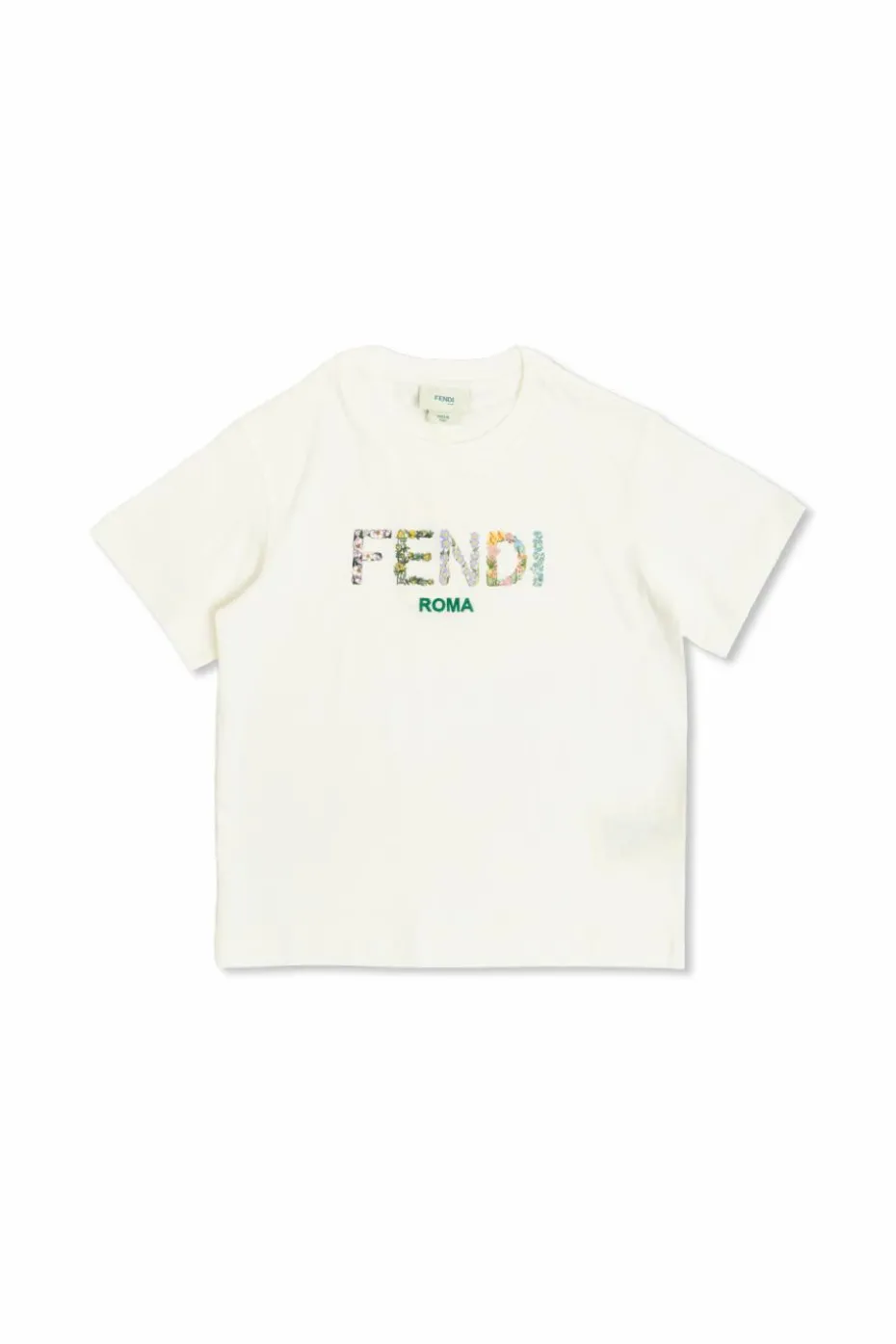 Fendi Kids BIAŁY T-shirt z kolorowo nadrukowanym logo