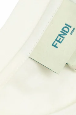 Fendi Kids BIAŁY T-shirt z kolorowo nadrukowanym logo