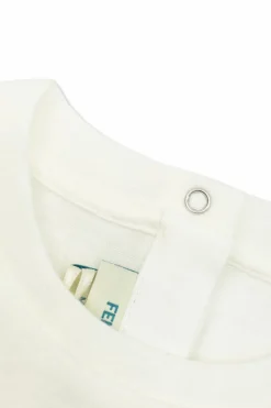 Fendi Kids BIAŁY T-shirt z kolorowym nadrukiem