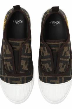 Fendi Kids BRĄZOWY Buty sportowe z monogramem