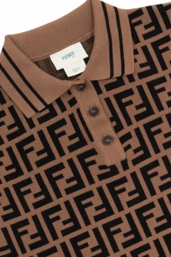 Fendi Kids BRĄZOWY Polo z monogramem