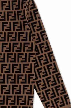 Fendi Kids BRĄZOWY Sweter z monogramem