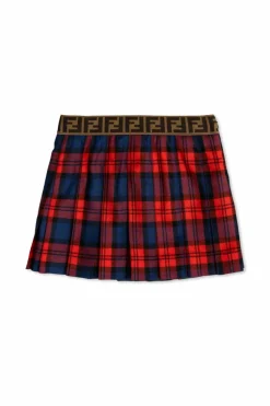 Fendi Kids CZERWONY Spódnica ze wzorem w kratę