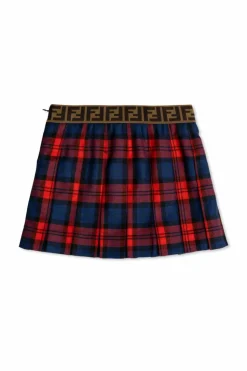 Fendi Kids CZERWONY Spódnica ze wzorem w kratę