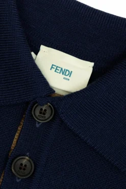 Fendi Kids GRANATOWY Wełniane polo z długimi rękawami