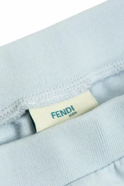 Fendi Kids jasnoniebieski Bawełniane spodnie z wyszytym logo