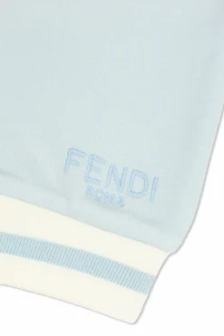 Fendi Kids jasnoniebieski Bawełniane spodnie z wyszytym logo