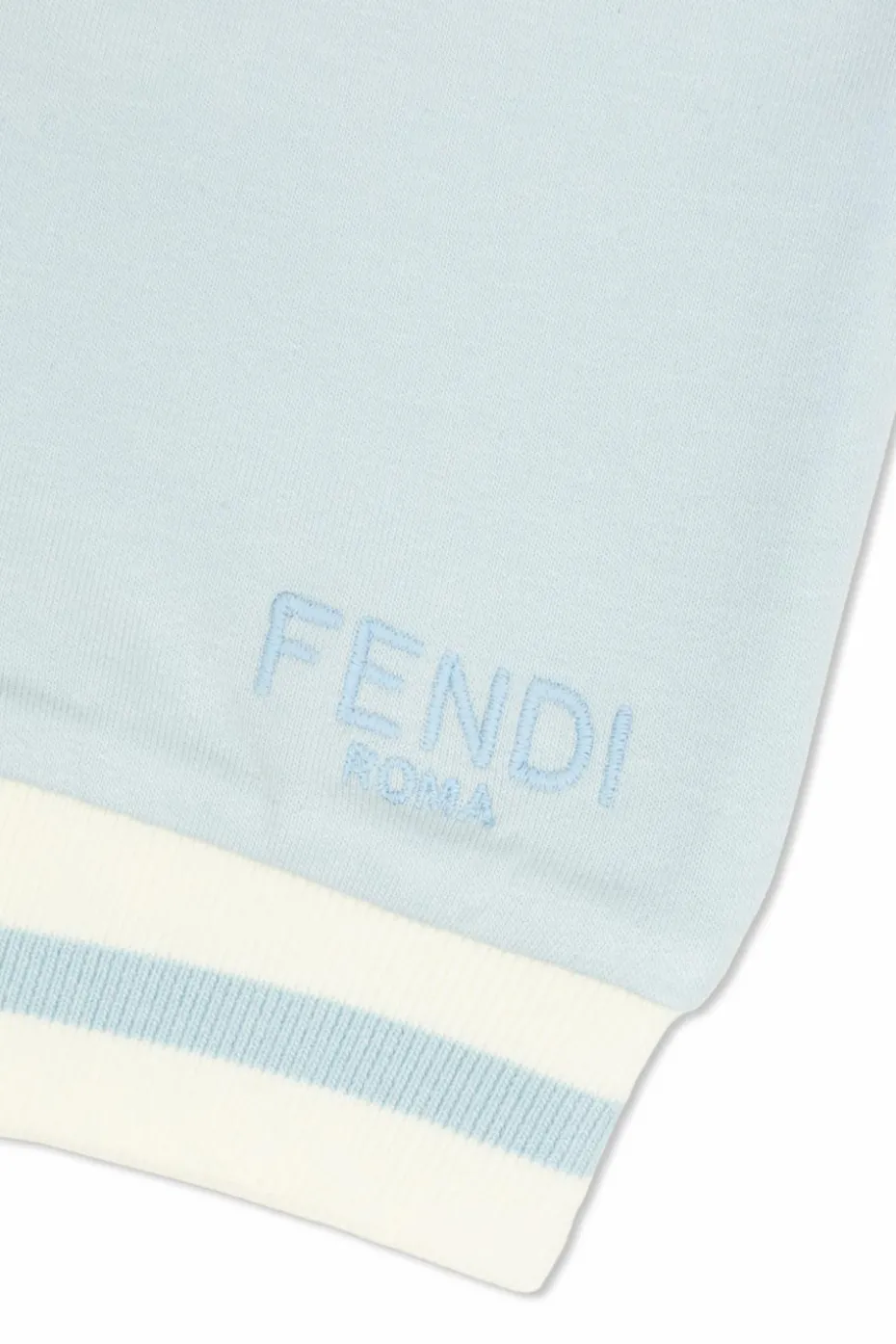 Fendi Kids jasnoniebieski Bawełniane spodnie z wyszytym logo