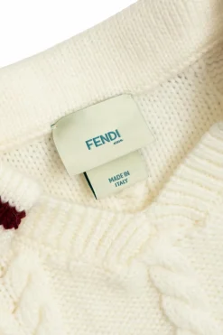 Fendi Kids kremowy Wełniany sweter