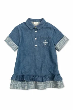 Fendi Kids NIEBIESKI Jeansowa sukienka