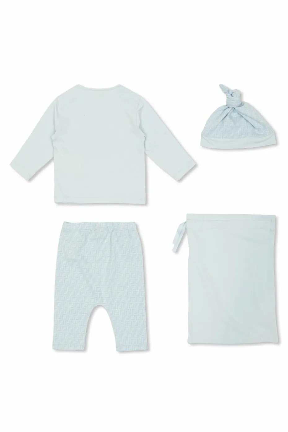 Fendi Kids NIEBIESKI Komplet: czapka, t-shirt z długimi rękawami i spodnie