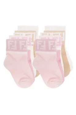 Fendi Kids RÓŻOWY Pięciopak skarpet