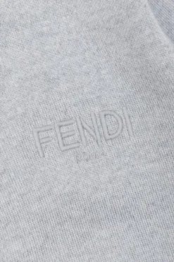 Fendi Kids SZARY Kardigan z wyszytym logo