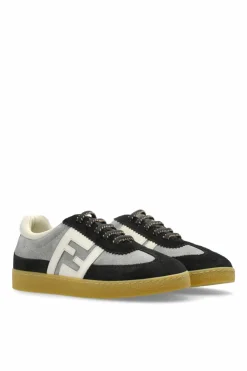 Fendi Kids SZARY Zamszowe buty sportowe