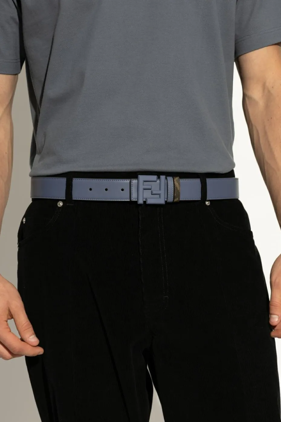 Fendi NIEBIESKI Dwustronny pasek