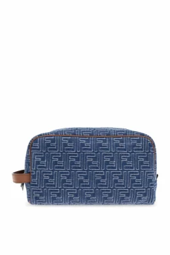 Fendi NIEBIESKI Kosmetyczka z monogramem