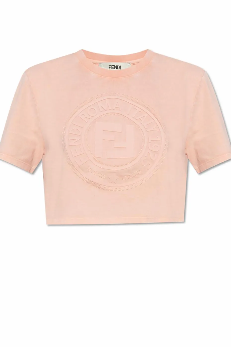 Fendi RÓŻOWY Krótki t-shirt z wypukłym logo