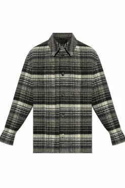 Fendi SZARY Flanelowa wełniana koszula