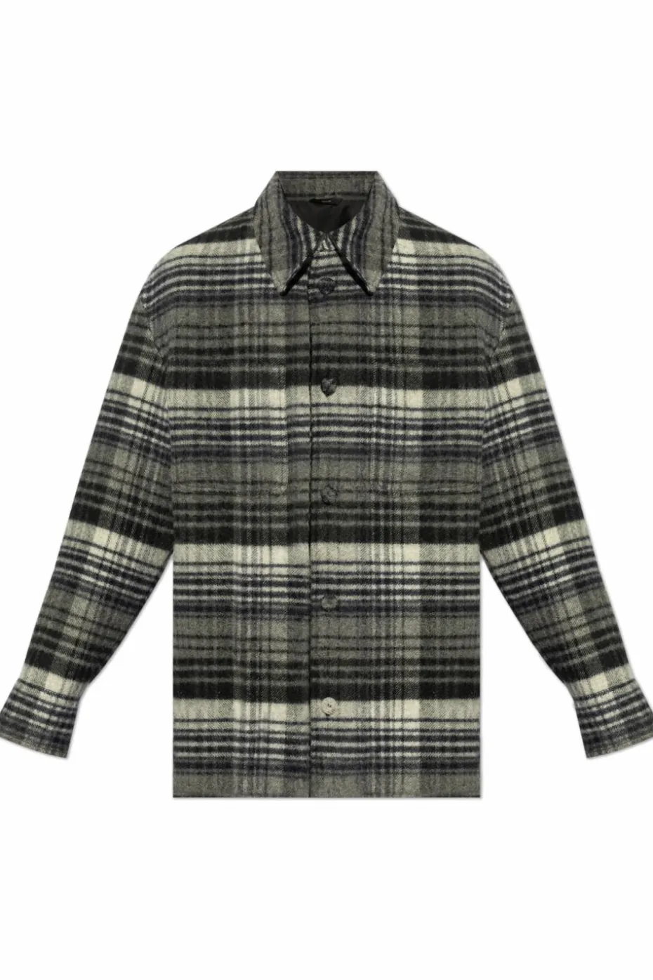 Fendi SZARY Flanelowa wełniana koszula