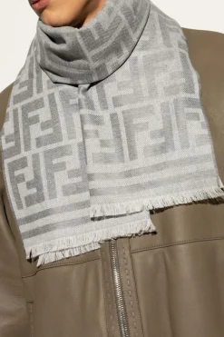 Fendi SZARY Wełniany szal