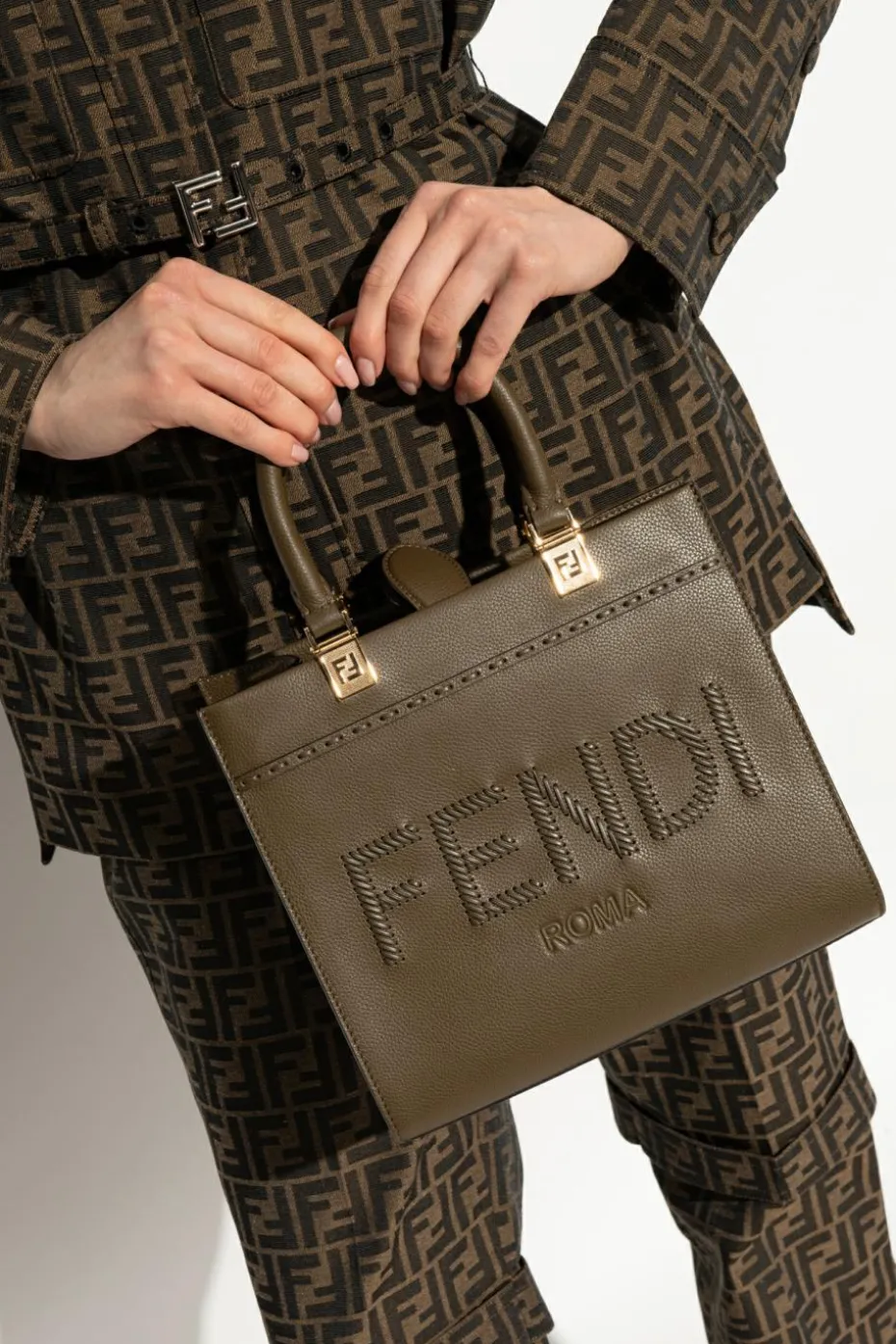 Fendi ZIELONY Torba `Sunshine Small` typu `shopper`