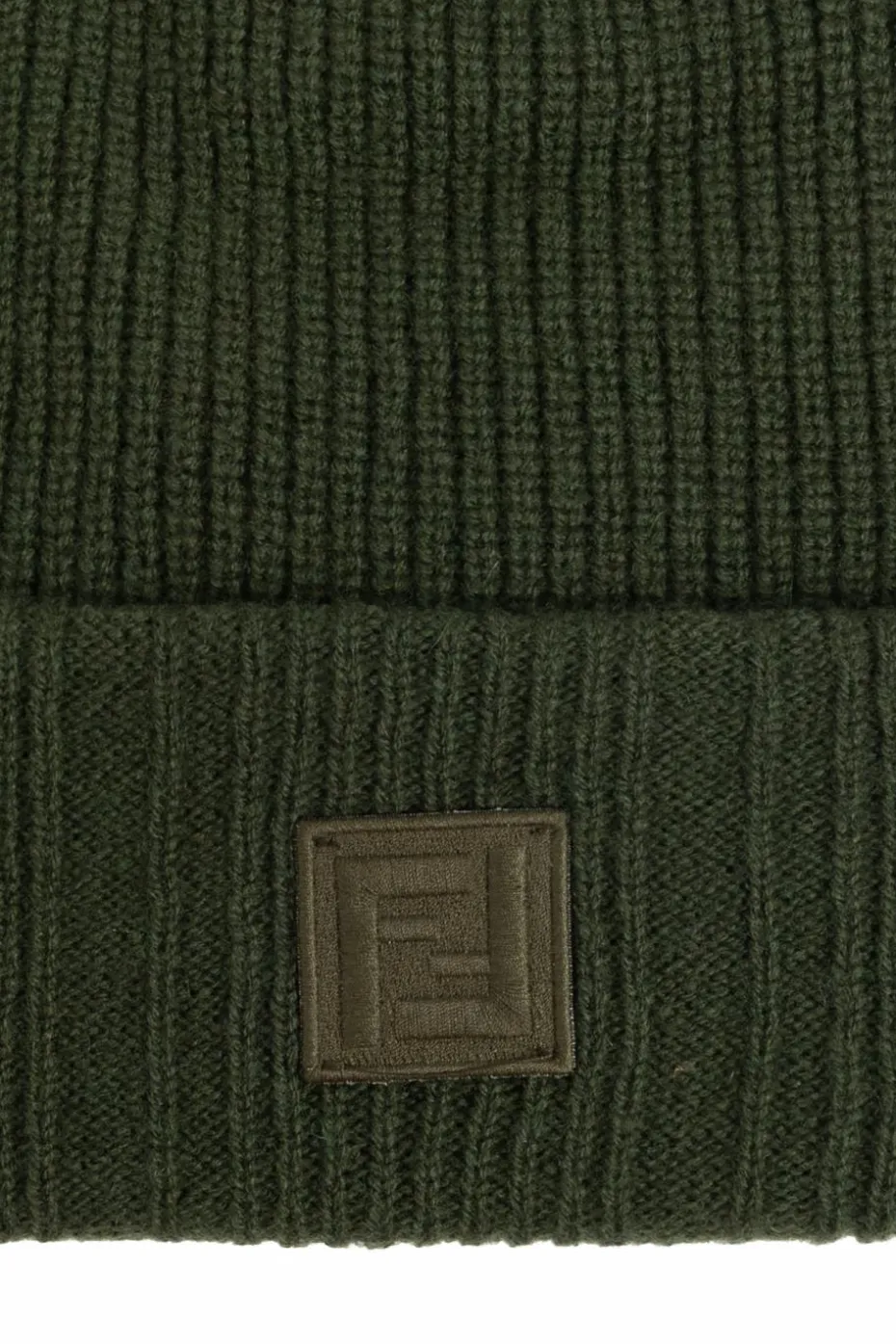 Fendi ZIELONY Wełniana czapka z naszywką z logo