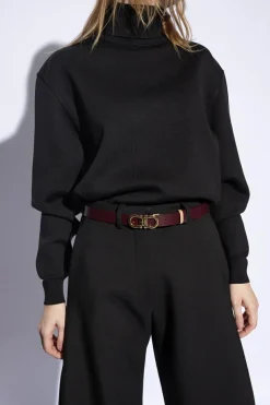 FERRAGAMO beżowy Dwustronny pasek z logo