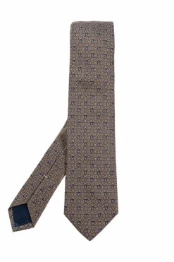 FERRAGAMO beżowy Jedwabny krawat