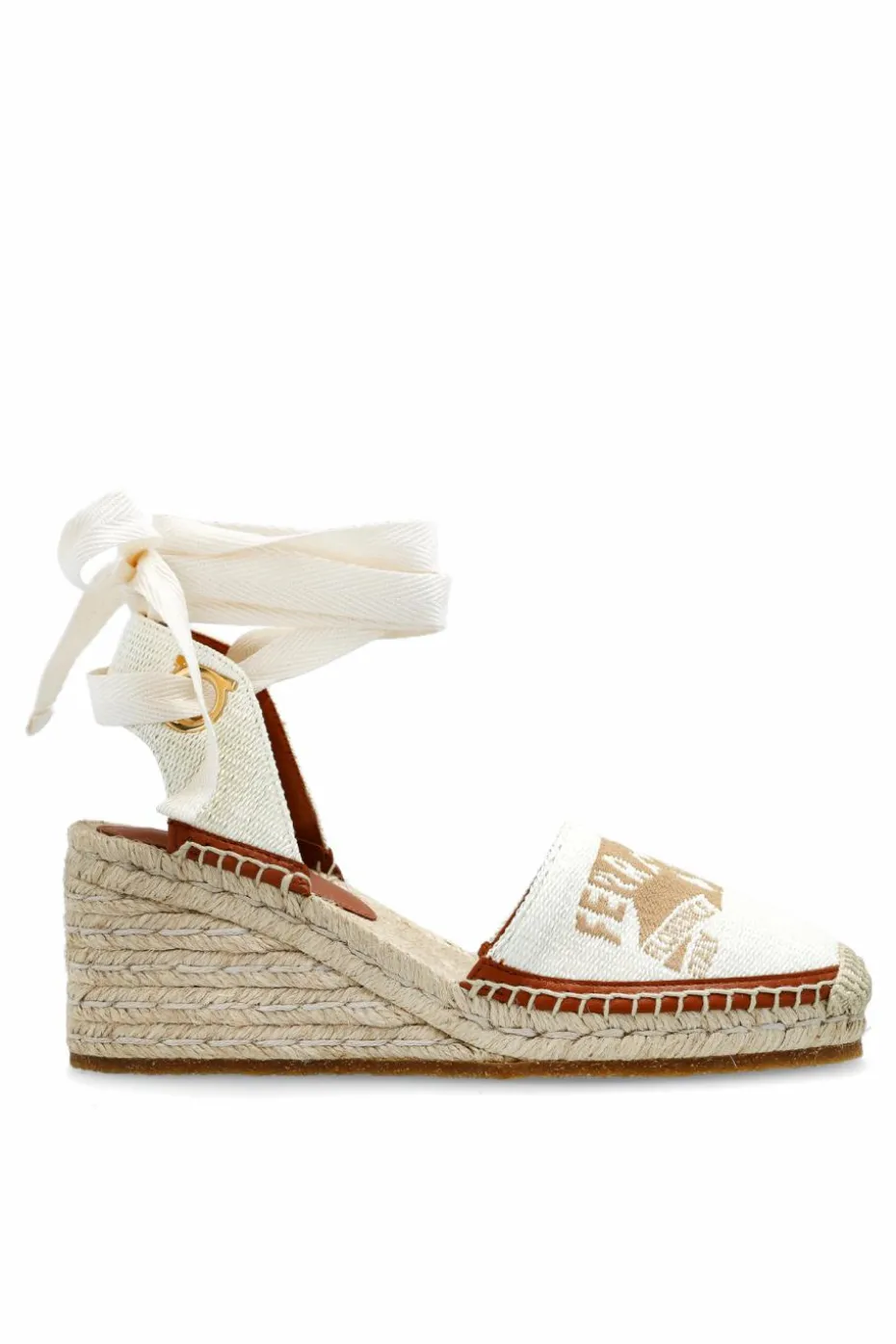 FERRAGAMO BIAŁY Buty `Zanta` na koturnie