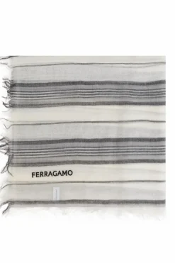 FERRAGAMO BIAŁY Wełniany szal