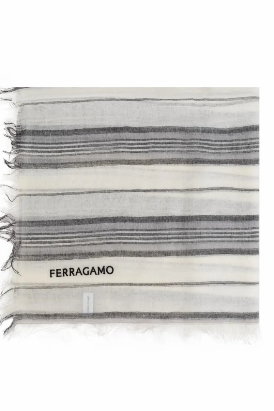 FERRAGAMO BIAŁY Wełniany szal