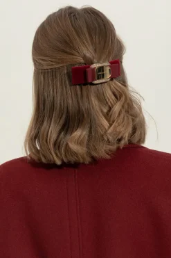 FERRAGAMO BORDO Aksamitna spinka do włosów