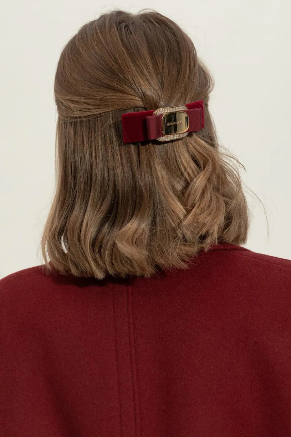 FERRAGAMO BORDO Aksamitna spinka do włosów