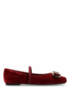 FERRAGAMO BORDO Aksamitne baleriny `Zina`